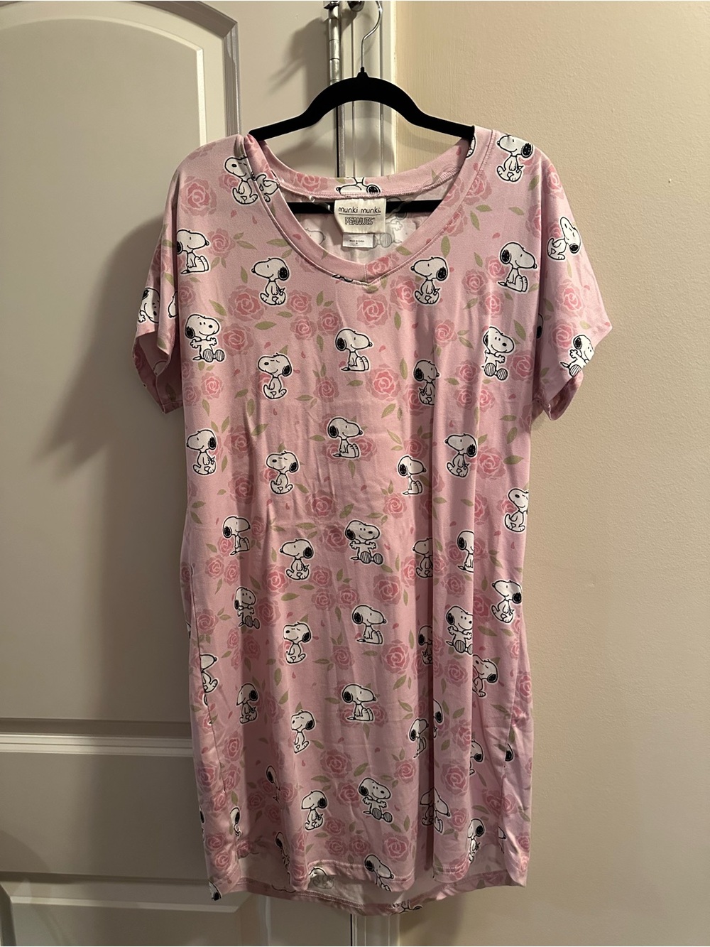 munki munki Pink Snoopy Rose Print Sleep Shirt